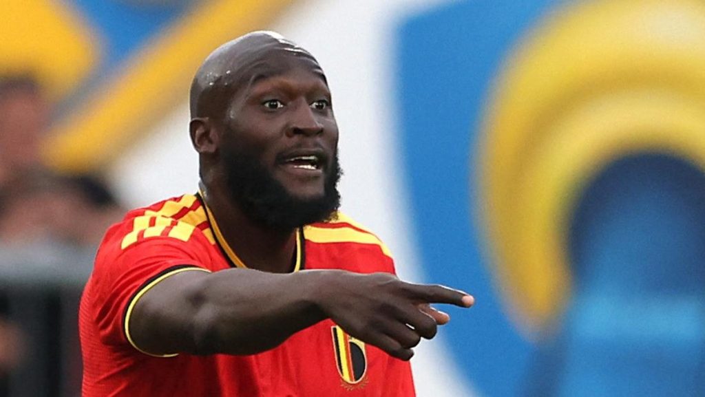 Romelu Lukaku merayakan gol bersama pemain Timnas Belgia