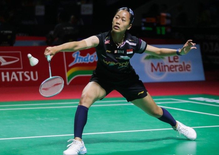 Putri Kusuma Wardani saat menjalani latihan di Pelatnas PBSI menjelang Japan Open 2026 dengan target menembus babak semifinal.